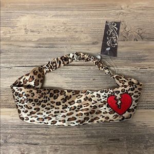 Rocksteady Broken Heart Leopard Head Wrap NWT G5
